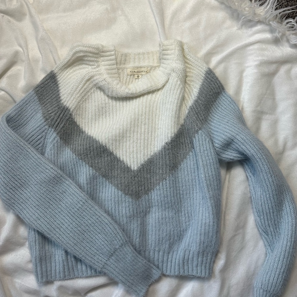 blue and white sweater